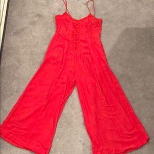 Free people red jumpsuit